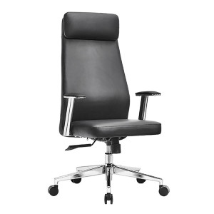 CF8800 Πολυθρόνα Γραφείου Διευθυντή, Pu Μαύρο, Βάση & Μπράτσα Χρώμιο